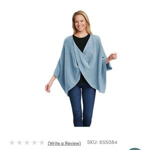 New with Tags- Recycled Yarn Twisted Blue Poncho Sweater